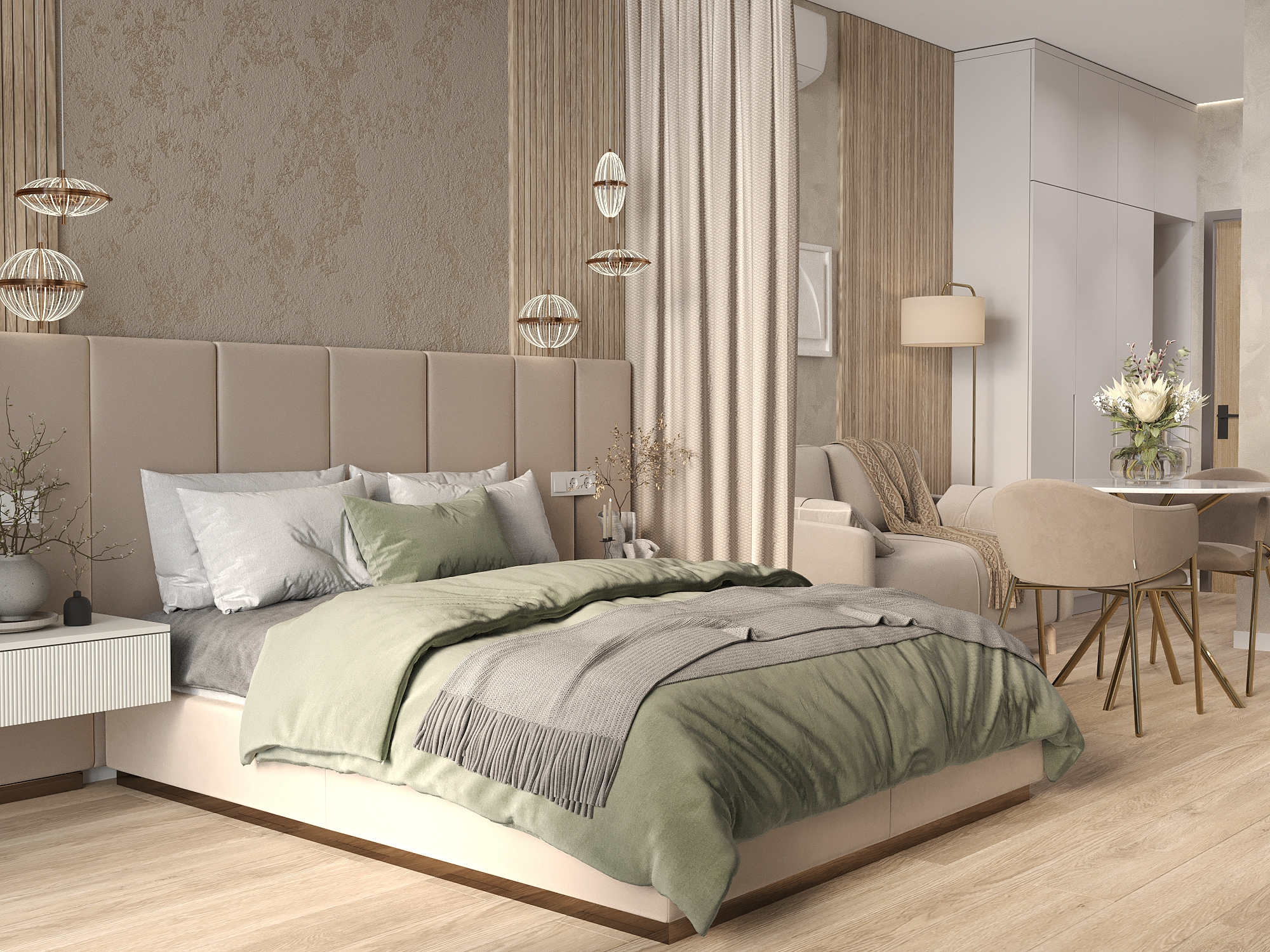 Проект дизайна интерьера в апартаментах 27 кв. метров в Коктебель