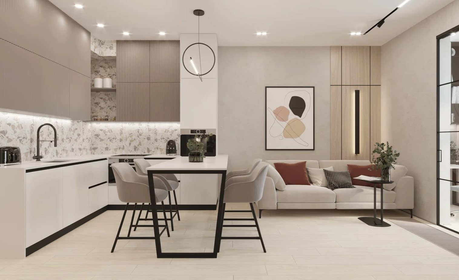 Проект дизайна интерьера в апартаментах 27 кв. метров в Судаке