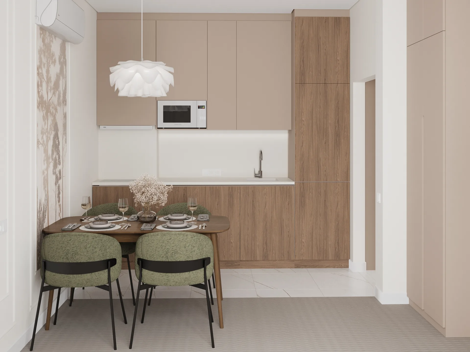 Дизайн-проект апартаментов 35 м² в Крыму, неоклассика