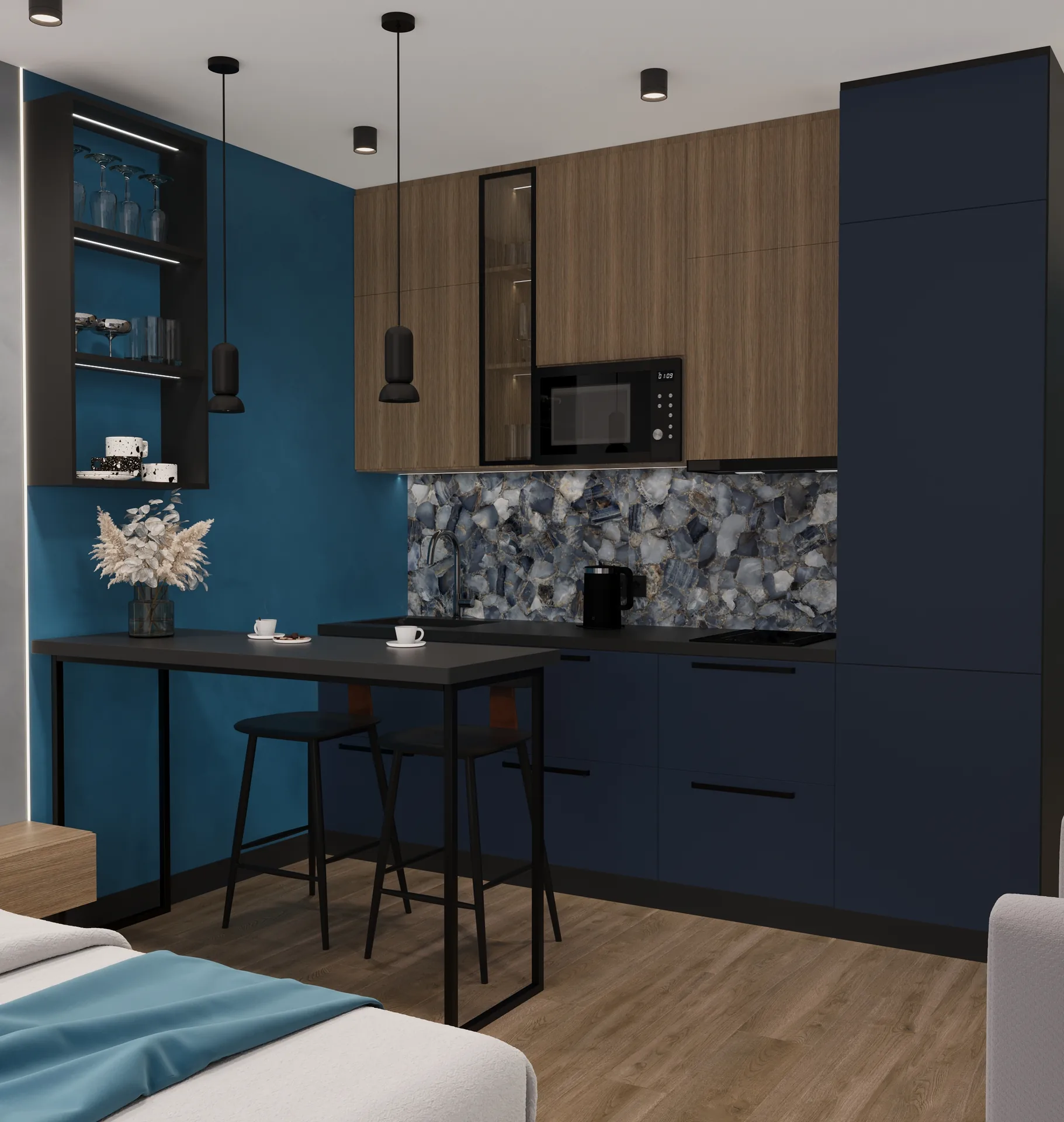Дизайн-проект апартаментов 28 м² в Евпатории, современный стиль