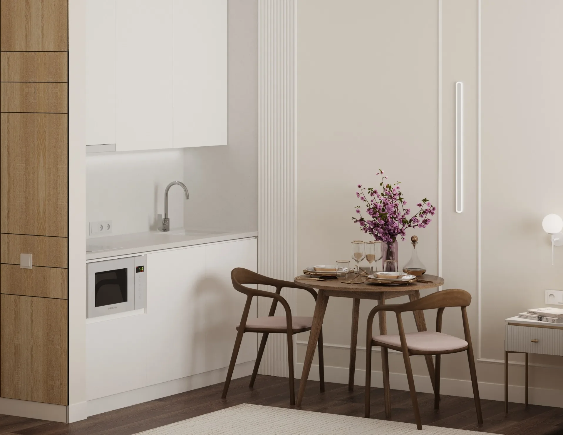 Дизайн-проект апартаментов 27 м² в Коктебеле, неоклассика